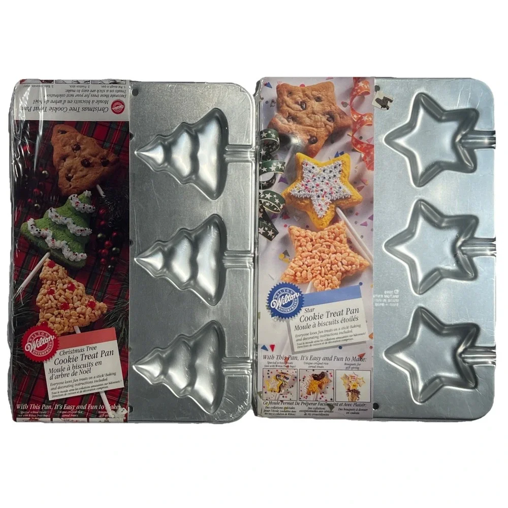 Vintage Wilton Christmas Tree & Star Cookie Treat Pan Tin - NEW Unopened‎